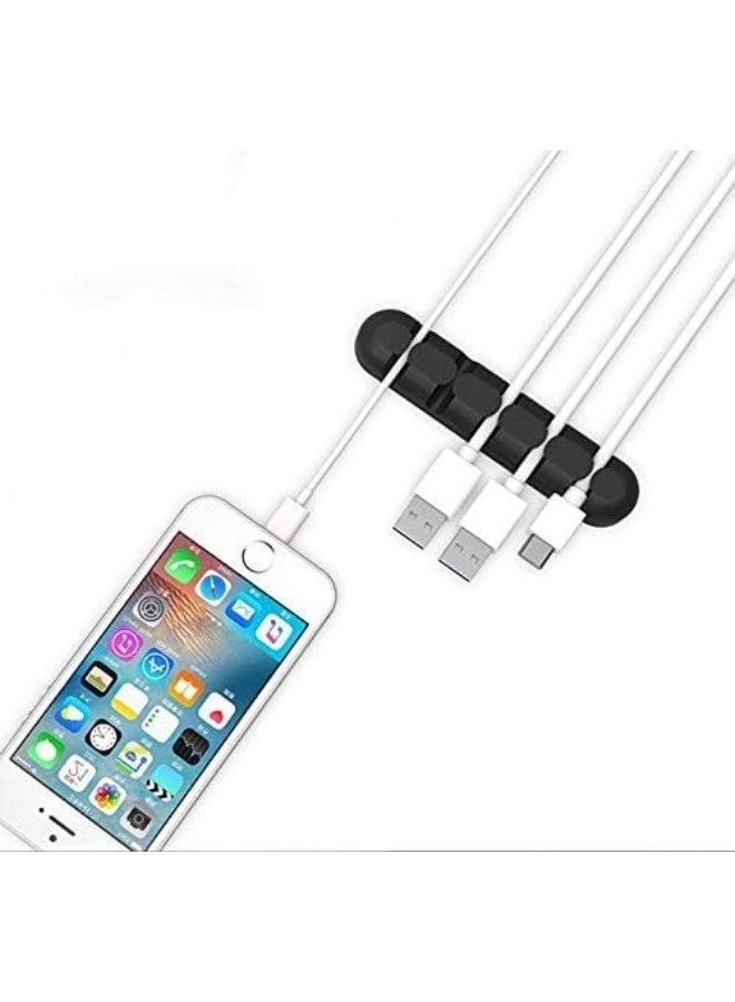 مشبك منظم ولفّ كابلات من السيليكون - حامل كابلات سماعات أذن متعدد الأغراض، تخزين كابل شحن USB، مشبك إدارة أسلاك الماوس، حافظة كابلات لاصقة للمكتب للمنزل والمكتب والسيارة ومحطة العمل - Image 3