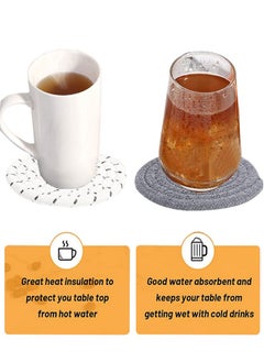 HAWAWA 8 Pcs Coasters for Drinks, 11cm Absorbent Coasters with Holder, Cotton Woven Drink Coasters, Braided Coasters Heat-Resistant for Home Decor Tabletop Protection Suitable for Kinds of Cups  - Image 4