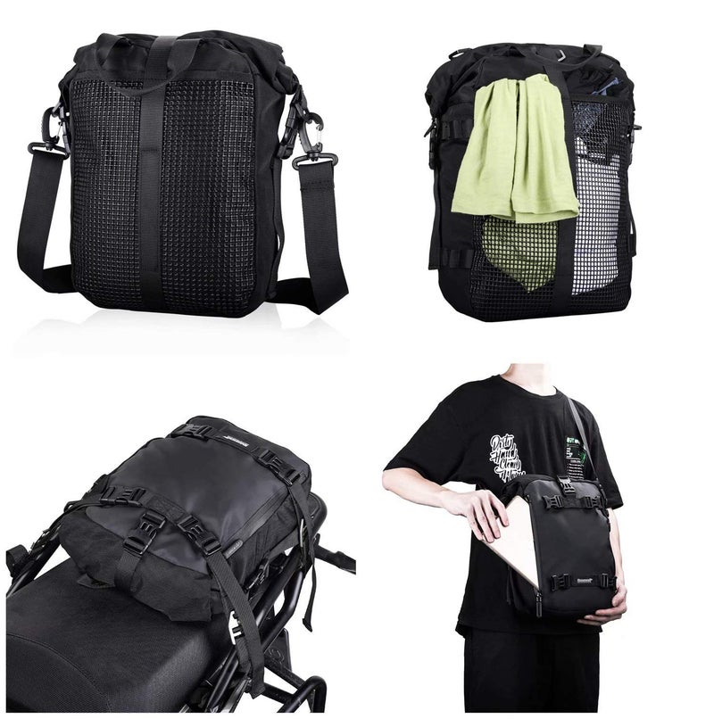 Rhinowalk Motor Pannier Bag 10/20/30L Multifunctional Waterproof Rear Rack Trunk Motorcycle Seat Bag (Black-10L)