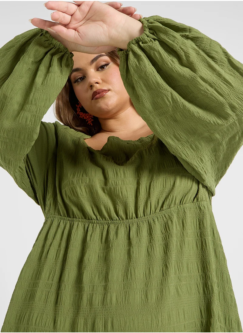 Ginger Plus Tiered Textured Maxi Dress