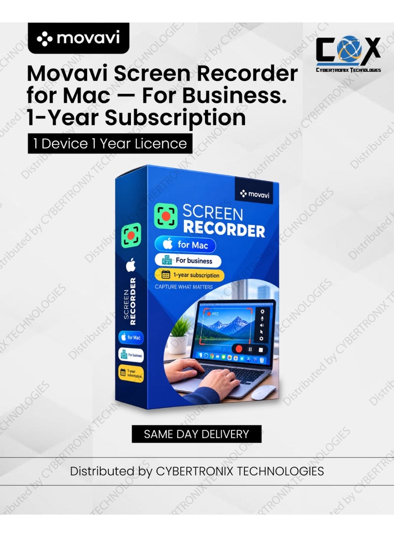 Movavi Screen Recorder for Mac For Business | 1 Device for 1 Year | Digital License | Same Day Delivery