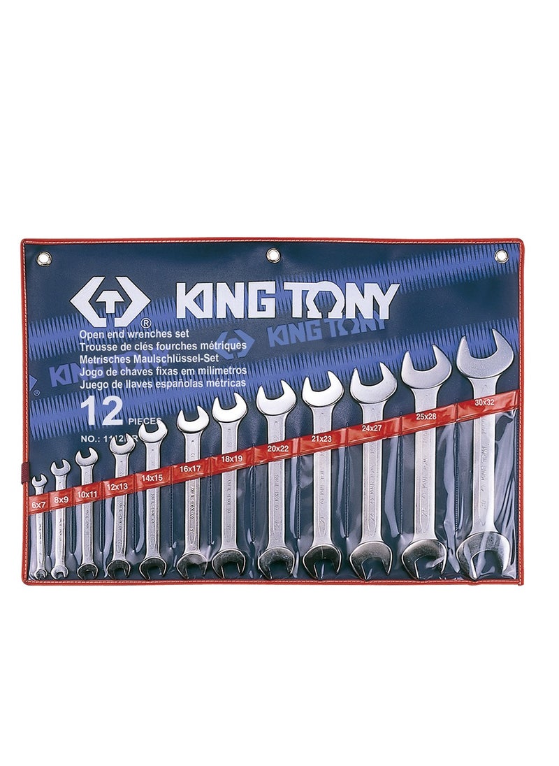 King Tony SET DOUBLE OPEN END WRENCH 12PCS 1112MR METRIC 