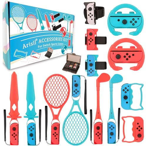 Arisll Switch Sports Accessories Arisll 14 in 1 Switch Sports Accessories Kit for Nintendo Switch SportsFamily Accessories Bundle Kit Compatible with SwitchSwitch OLED Sports Games - Image 1