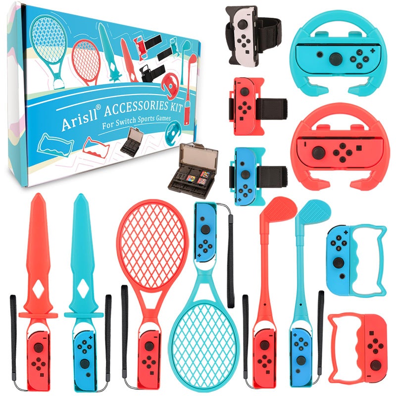 Arisll Switch Sports Accessories Arisll 14 in 1 Switch Sports Accessories Kit for Nintendo Switch SportsFamily Accessories Bundle Kit Compatible with SwitchSwitch OLED Sports Games - Image 2