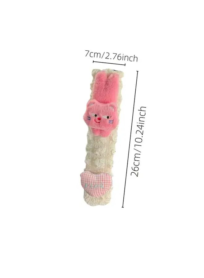 Car Seat Belt Shoulder Guards 2pcs Pink Adjustable Anti Slip Soft Lining Cute Cartoon Animal Patterns - Image 2