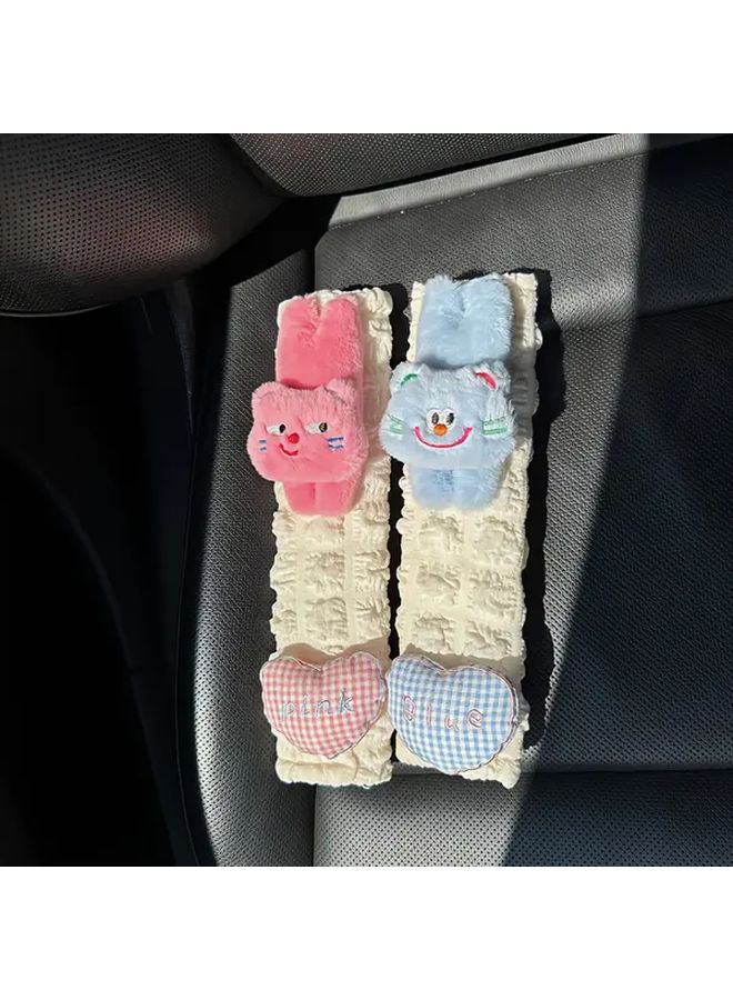 Car Seat Belt Shoulder Guards 2pcs Pink Adjustable Anti Slip Soft Lining Cute Cartoon Animal Patterns - Image 5