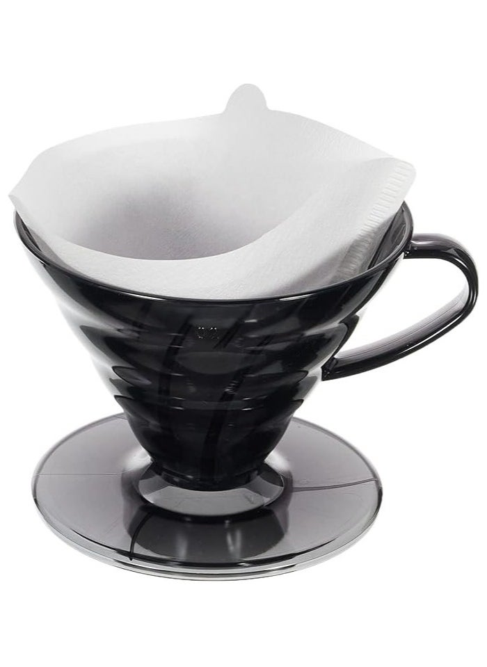 رانك  قمع V60 للقهوة المتخصصة، قمع فلتر أسود من اكريلك  02 مع فلتر ترشيح 02  - Image 1