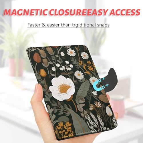 LumeTrav Passport Holder, Travel Wallet Cover with Pen Loop | Cute RFID Blocking Leather Case with Magnetic Closure for Travel Essentials-flower - Image 5