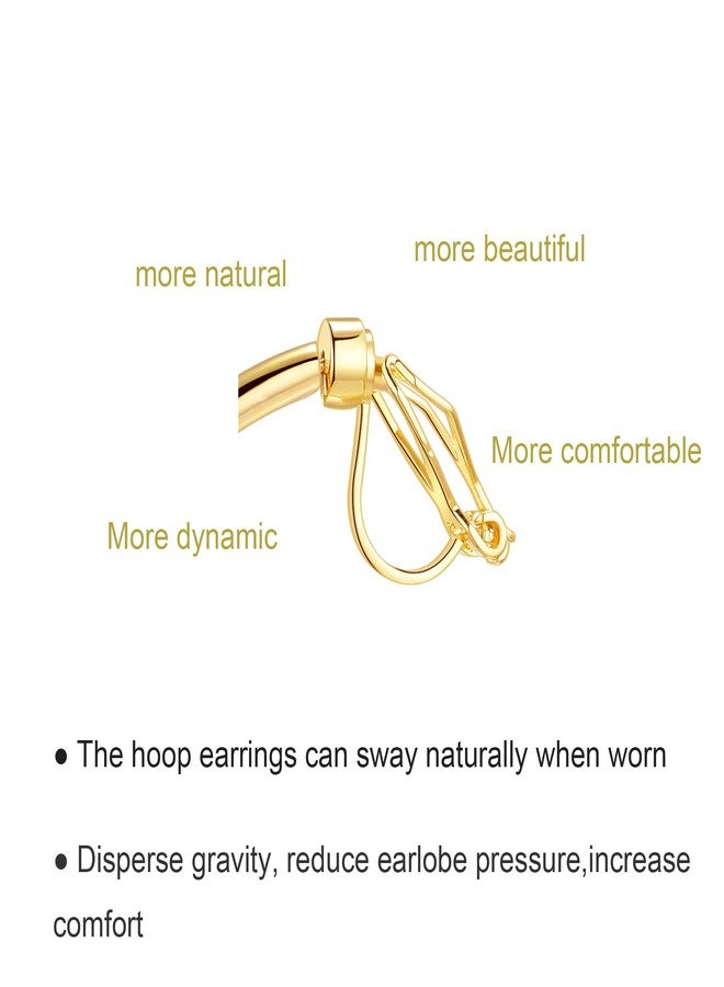 YOQUCOL 5CM(2.0IN) Swingable Clip On Hoop Earrings Non Pierced Ears Golden Hoops Clip Earrings for Women - Image 3