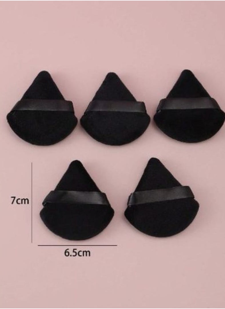 Generic 5pcs Black Triangle Shaped Powder Puff Set For Loose Powder  - Image 1