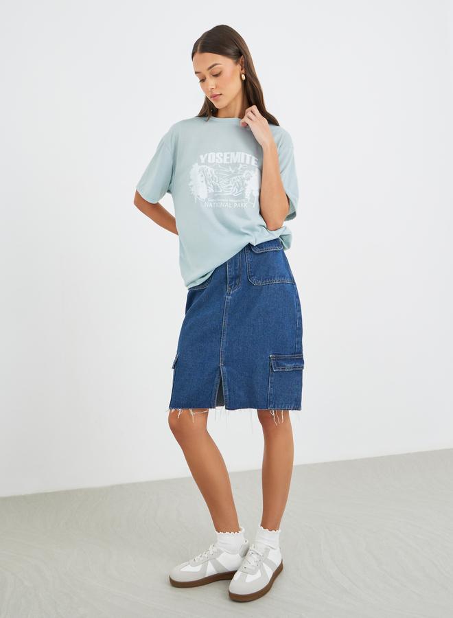 Styli Women Green Yosemite Graphic Oversized T-Shirt - Image 2