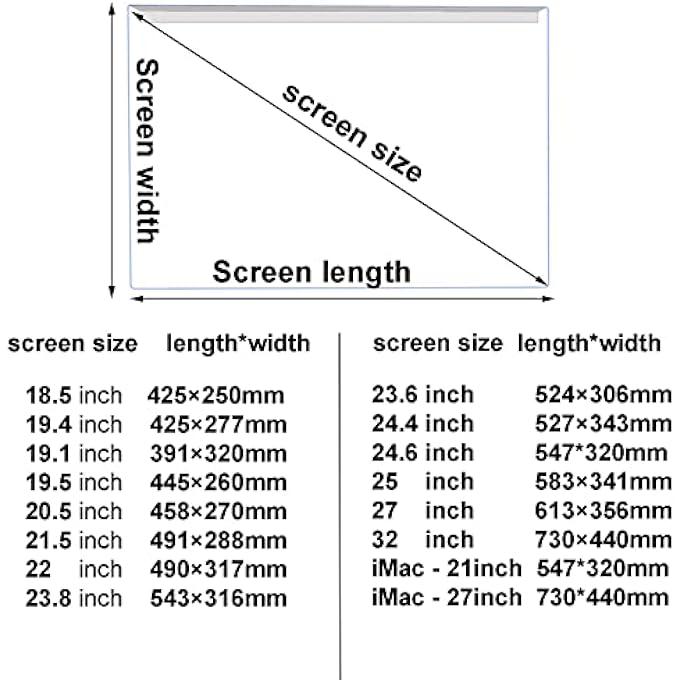 rayihni فلتر شاشة مضاد للضوء الأزرق بحجم 14-32 بوصة، فلتر شاشة كمبيوتر نوع معلق لسطح المكتب، فيلم فلتر حماية العين من الأشعة فوق البنفسجية، يمنع الضوء الأزرق الضار - Image 3