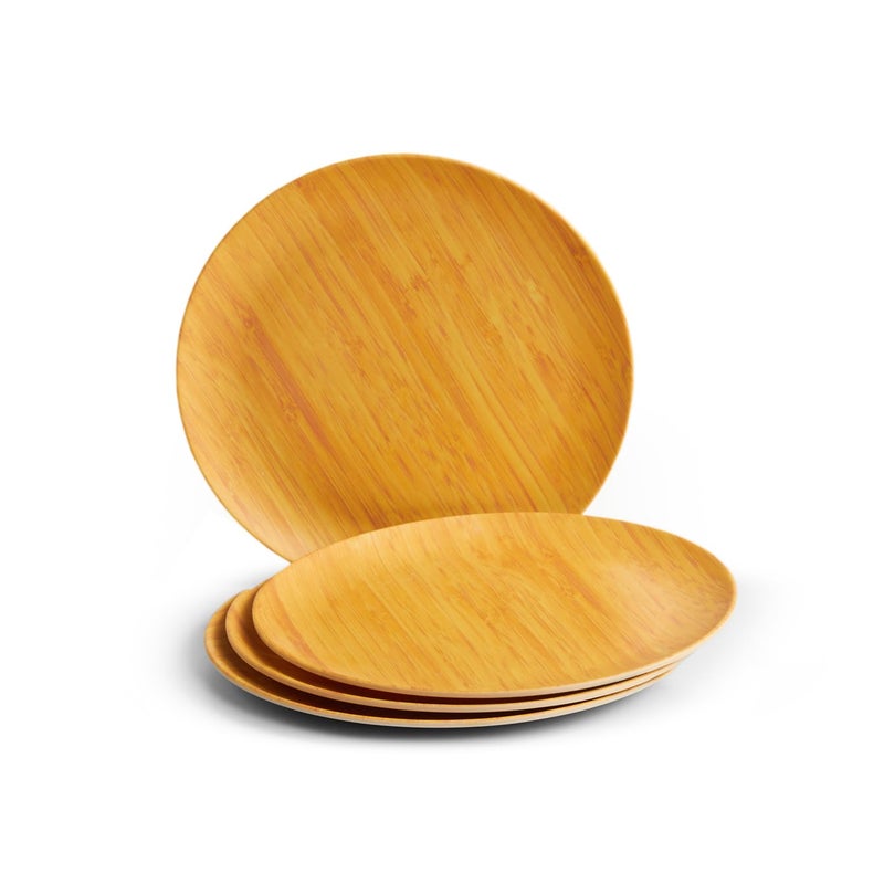 Red Butler Eco-Friendly Bamboo Fiber Snack Plates | Set of 4 Side Plates | Reusable and Stain Resistant | Sturdy Weight and Durable | Microwave & Dishwasher Safe | Elegant Wooden Design - Image 1