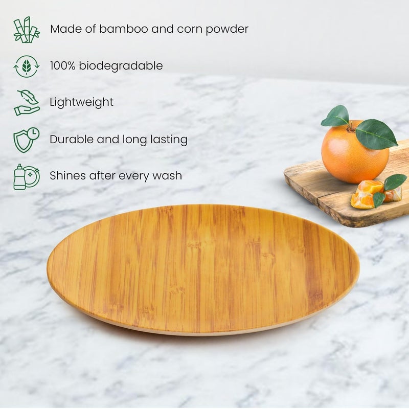 Red Butler Eco-Friendly Bamboo Fiber Snack Plates | Set of 4 Side Plates | Reusable and Stain Resistant | Sturdy Weight and Durable | Microwave & Dishwasher Safe | Elegant Wooden Design - Image 3