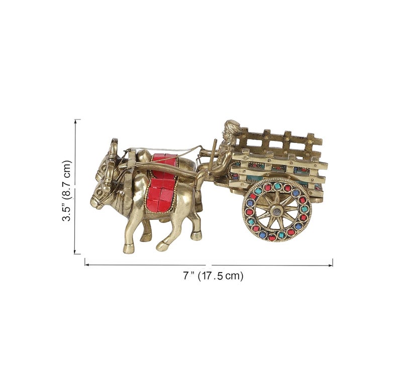 Two Moustaches Two Moustaches Gemstone Work 75 Inches Brass Bullock Cart Showpiece Brass Home Decor Aesthetic Room Decor Corner Shelf Showpieces Standard Pack of 1  - Image 5