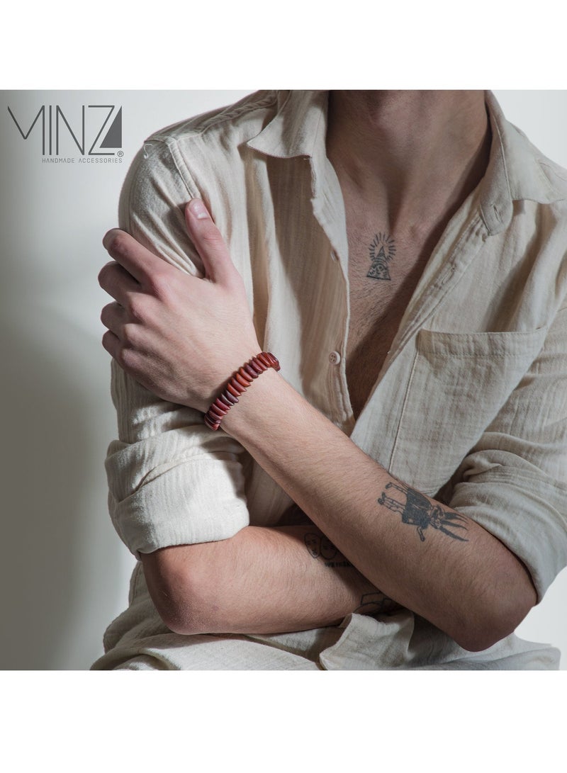 Minza ” Red Datestone ” Date stone Bracelet, Handmade Bracelet for Men, Beaded Bracelet, Jewelry for Casual & Special Occasion - Image 4