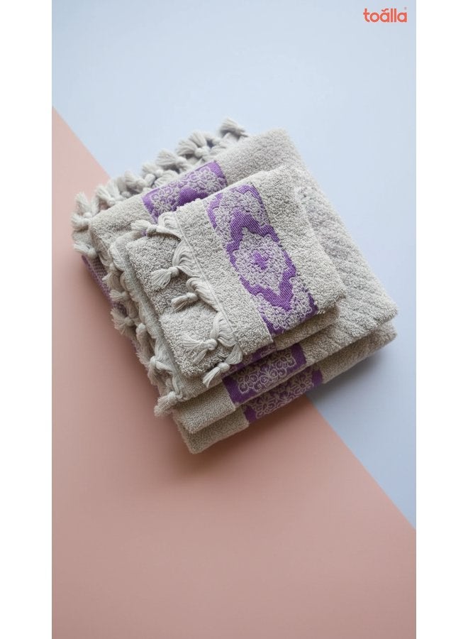 توالا أطقم مناشف قطنية بنفسجية فاتحة - Image 5