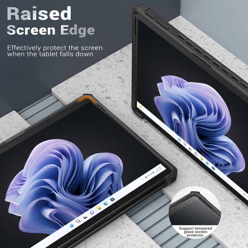 MoKo Case Compatible with Microsoft Surface Pro 11, Surface Pro 10, Surface Pro 9 13 Inch, All-in-One Protective Rugged Cover with Hand Strap, Compatible with Type Cover Keyboard, Black - Image 4