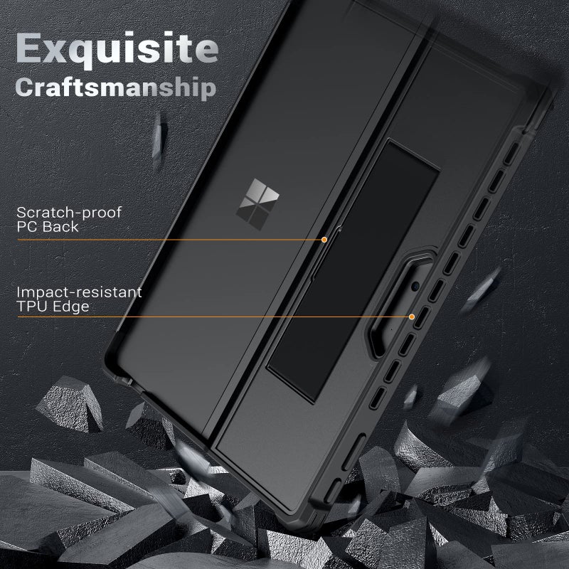 MoKo Case Compatible with Microsoft Surface Pro 11, Surface Pro 10, Surface Pro 9 13 Inch, All-in-One Protective Rugged Cover with Hand Strap, Compatible with Type Cover Keyboard, Black - Image 3