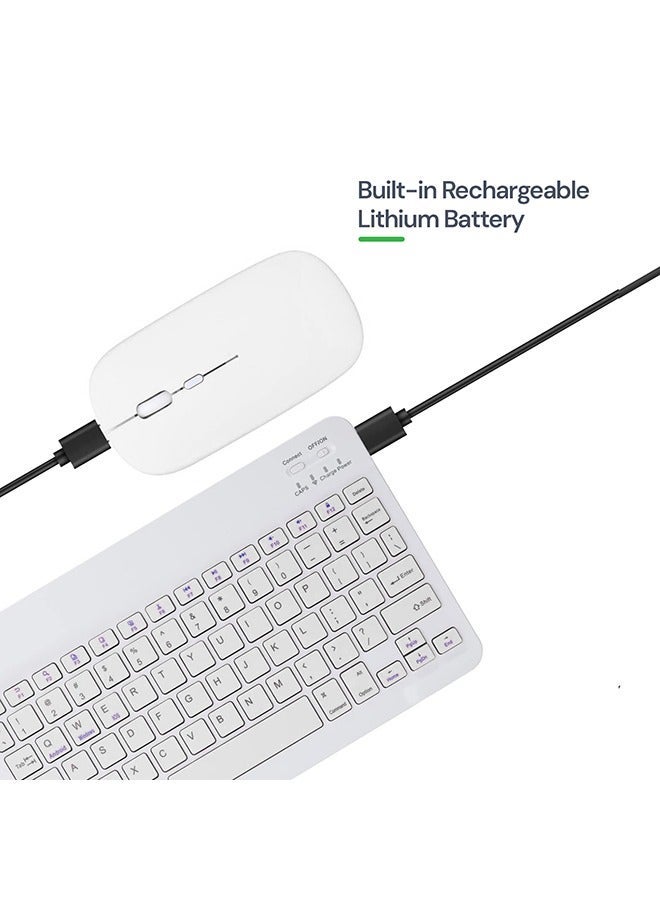ELTRAZONE Ultra-Slim Bluetooth Keyboard & Mouse Combo – Rechargeable Portable Wireless Keyboard and Mouse Set for Android Tablet, iPhone, iPad, PC, Laptop & Computer – Lightweight, Silent Keys, Ergonomic Design – Elegant White Finish - Image 3