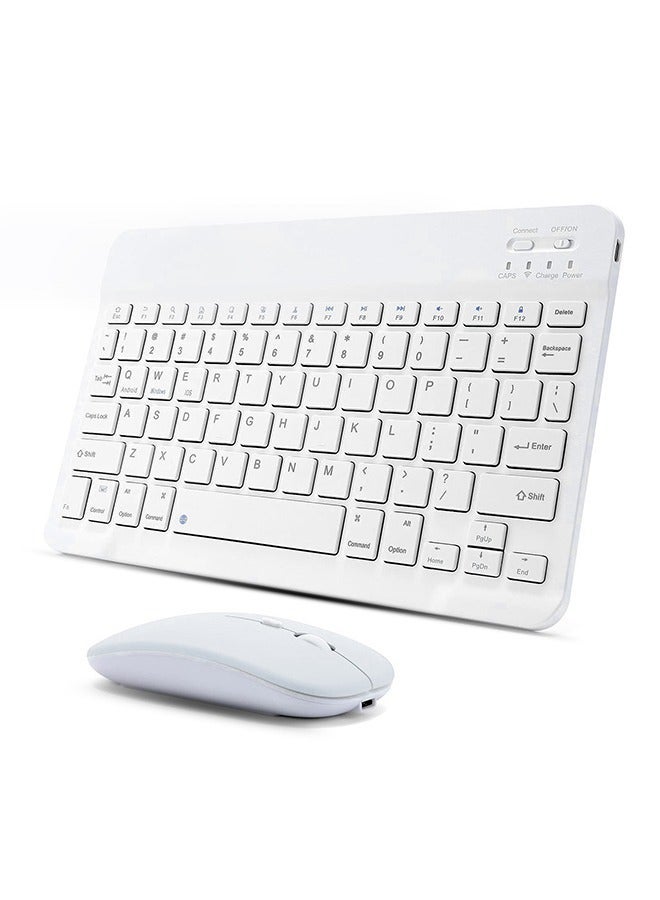 ELTRAZONE Ultra-Slim Bluetooth Keyboard & Mouse Combo – Rechargeable Portable Wireless Keyboard and Mouse Set for Android Tablet, iPhone, iPad, PC, Laptop & Computer – Lightweight, Silent Keys, Ergonomic Design – Elegant White Finish - Image 1