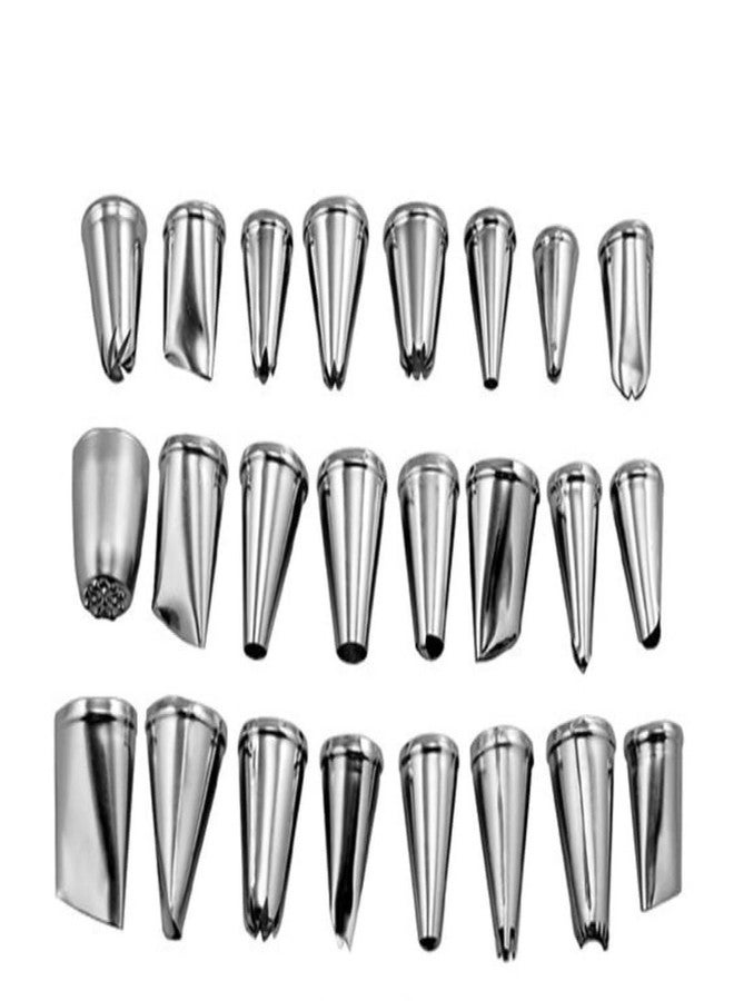 Cake Decorating Nozzle Set - 25 Piece Stainless Steel Icing Tips - 1 Coupler - Multi-Pattern Piping Tips for Cupcakes, Cakes, Cookies - Professional & Home Baking - Reusable - Easy to Clean - Image 2