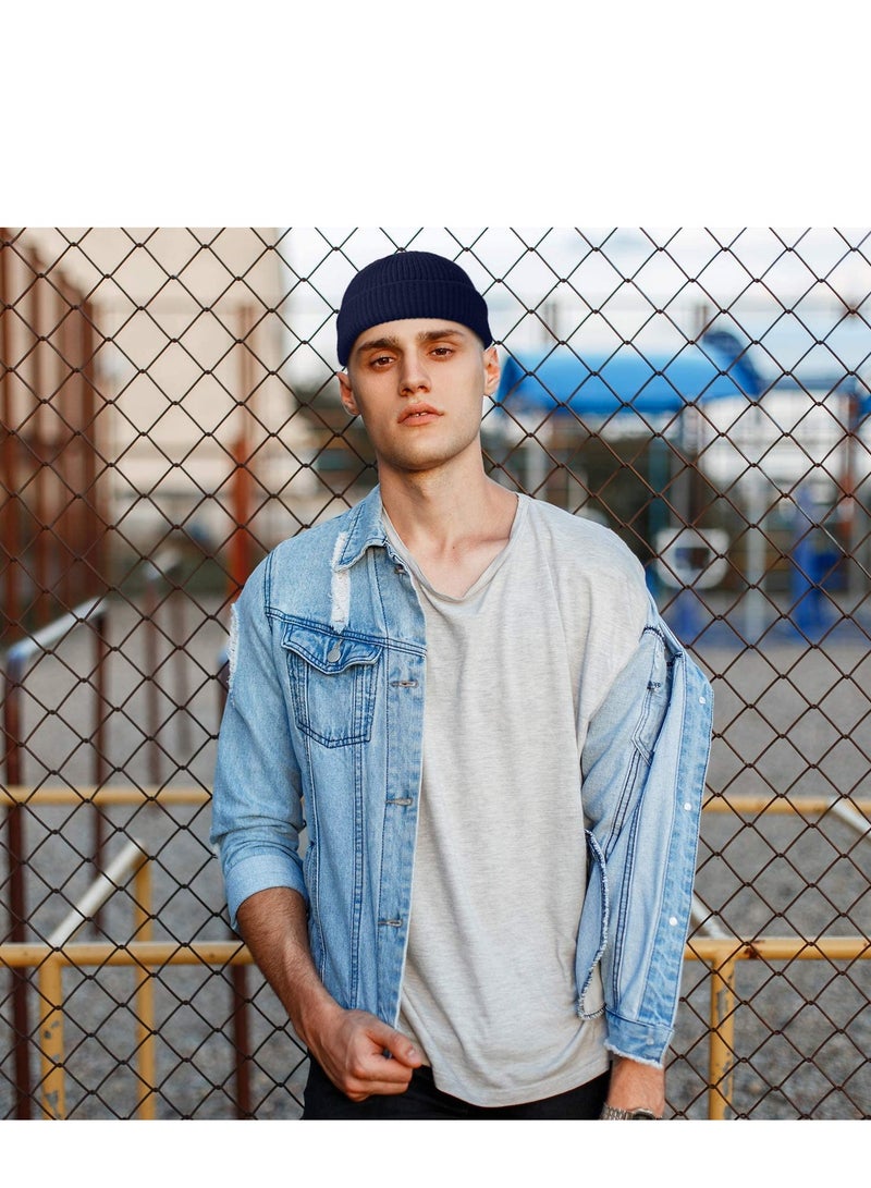 SYOSI 4 Pieces Trawler Beanie Watch Hat Roll up Edge Skullcap Fisherman Beanie Unisex - Image 3