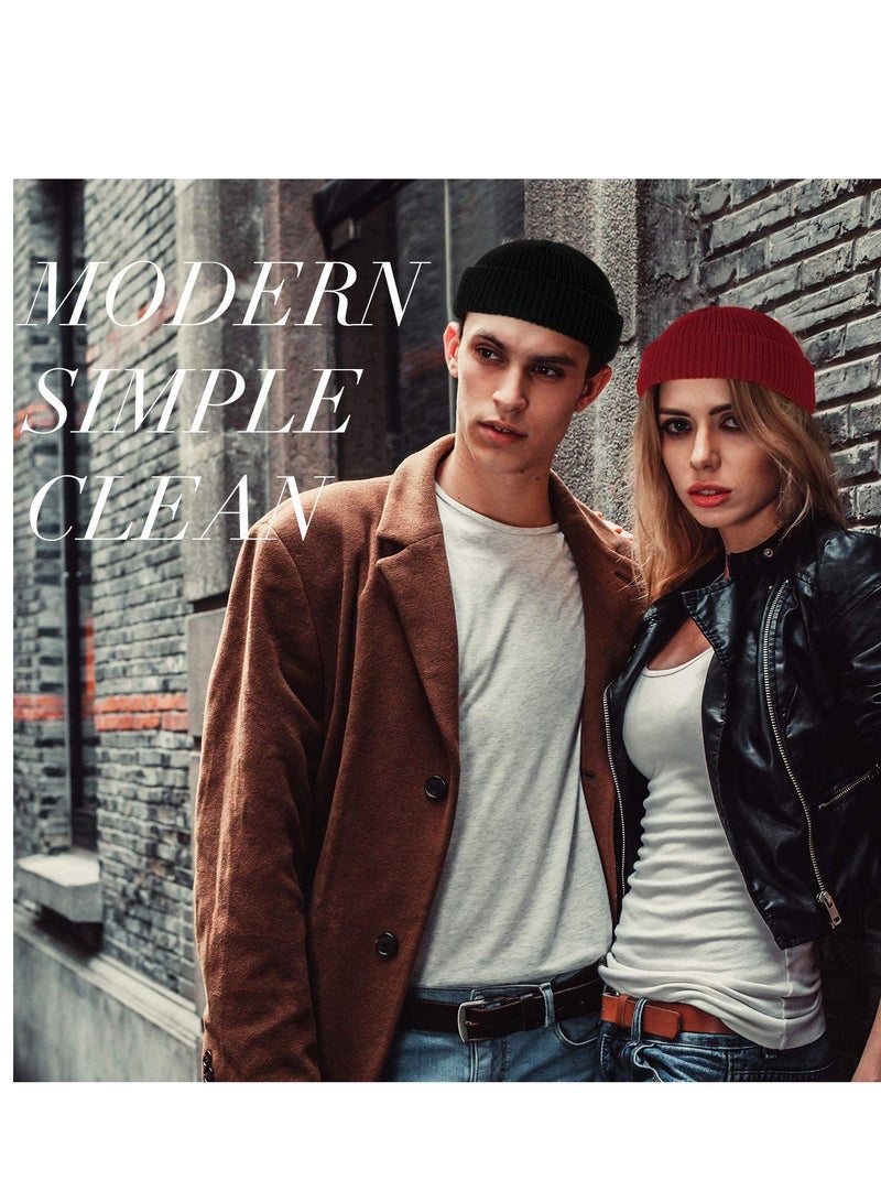 SYOSI 4 Pieces Trawler Beanie Watch Hat Roll up Edge Skullcap Fisherman Beanie Unisex - Image 2