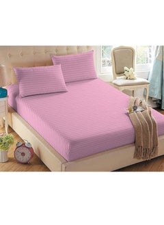 EXPRESS BEDSHEETS Hotel Quality King Size Egyptian Twill Stripe Cotton bedsheet 3 Pcs Bed Linen set with one flat bedsheet & two pillow covers Soft & Breathable, Luxury Premium Cotton, Wrinkle Free and Machine Washable  - Image 3