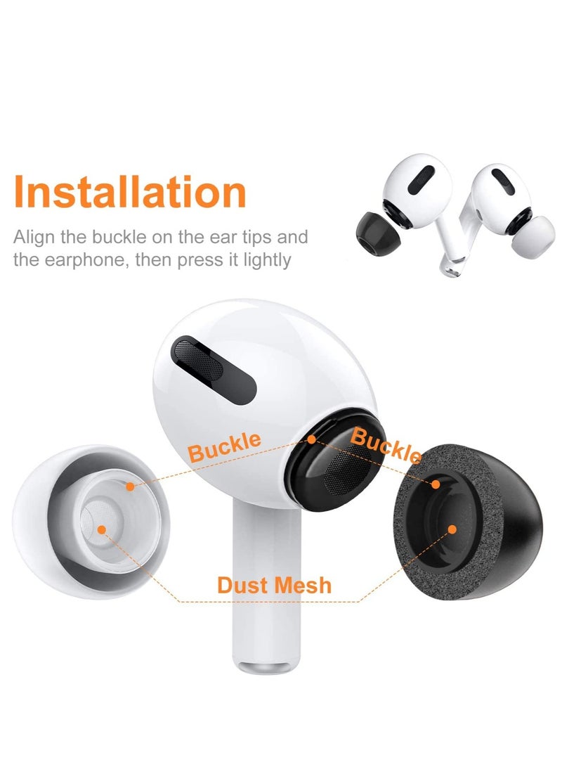 Suntown Replacement Ear Tips for AirPods Pro, White-Silicone and Black-Memory Foam Ear Buds Tips with Portable Storage Box - Image 3