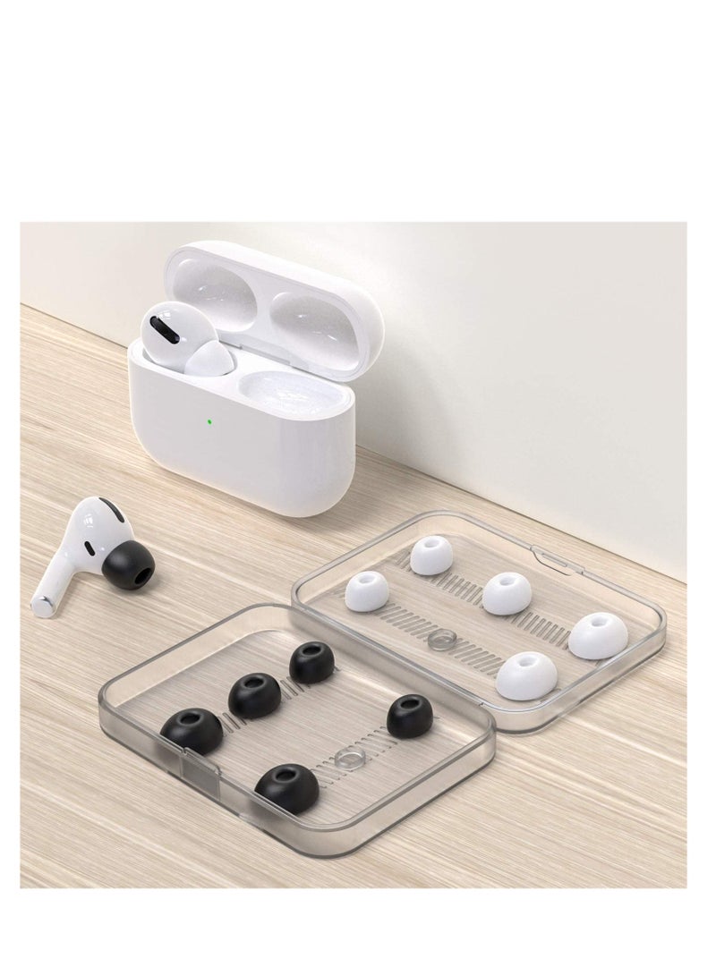 Suntown Replacement Ear Tips for AirPods Pro, White-Silicone and Black-Memory Foam Ear Buds Tips with Portable Storage Box - Image 5