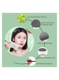 KISSY 200PCS Portable Bamboo Charcoal Blotting Paper.Long Lasting Matte Finish, Quick   Shine Control, Skin Refreshing, Oil Absorbing Sheets Set for All Skin  - Image 3