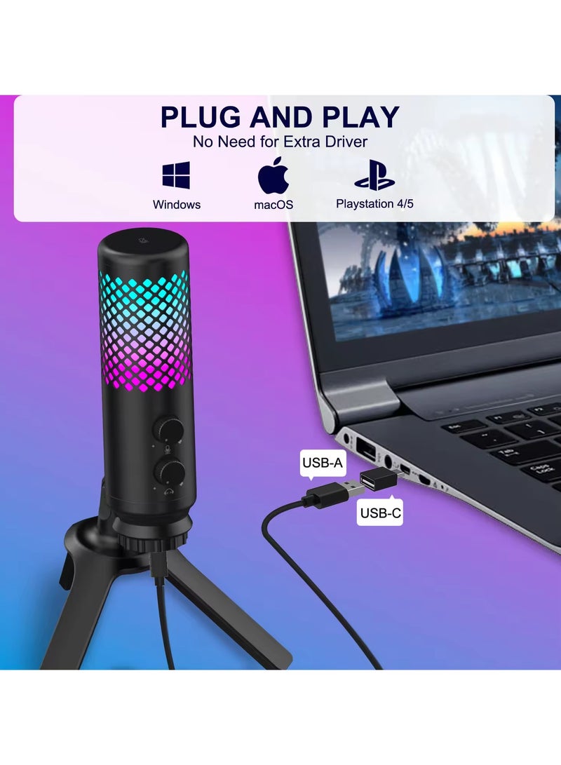 Spark A professional microphone with a Type-C port for broadcasting and podcasts suitable for games for PCs, PS4 and PS5 devices with RGB color space control - Image 4