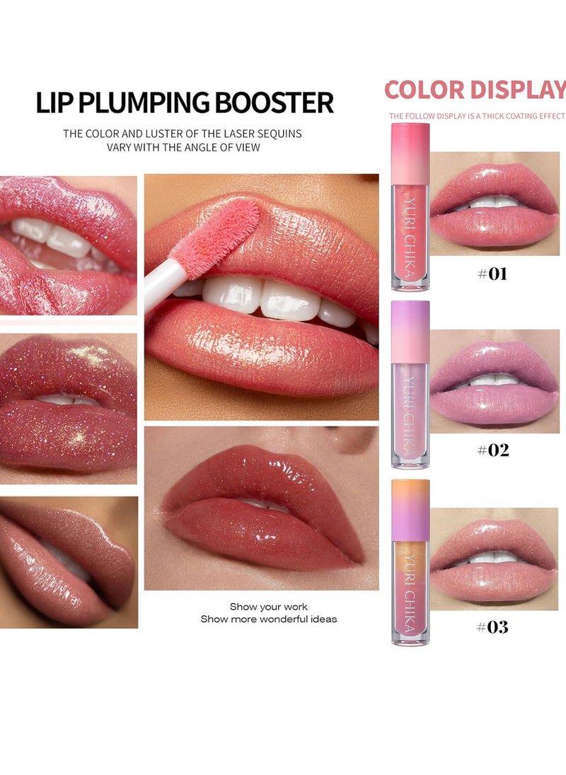 YURI CHIKA - Lip Glow Oil Long Lasting Moisturize Non Sticky Lip Gloss Fine Flash Shimmer Liquid Lipstick High Shine Lifter Gloss Two Tone Plumping Lip Oil Lip Drip Glossy Lips Glaze Makeup Pink Lip Gloss 01 - Image 1