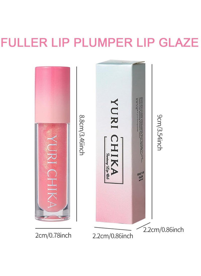 YURI CHIKA - Lip Glow Oil Long Lasting Moisturize Non Sticky Lip Gloss Fine Flash Shimmer Liquid Lipstick High Shine Lifter Gloss Two Tone Plumping Lip Oil Lip Drip Glossy Lips Glaze Makeup Pink Lip Gloss 01 - Image 1