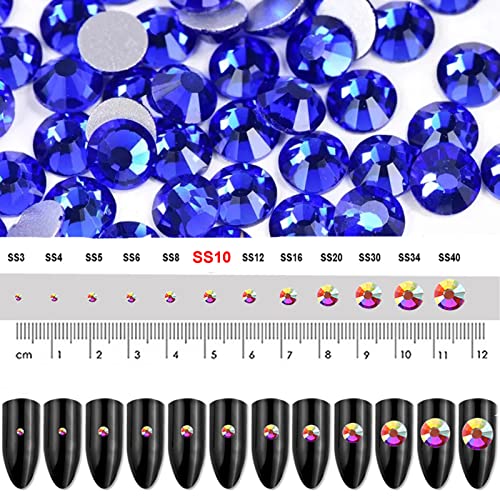 Dowarm 1440 Pieces SS10 Flatback Nail Crystals 28MM Flatback for Craft Nails Dance Costumes Glue Fix Rhinestones SS10 28MM BlueSapphire - Image 5