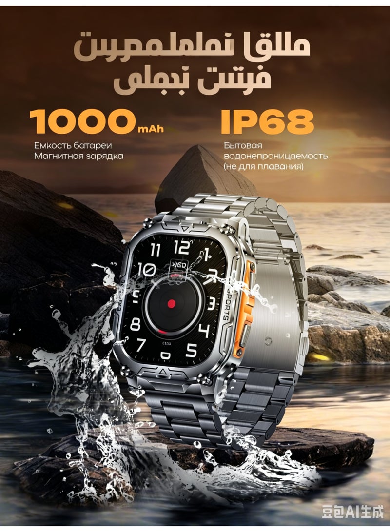 Rugged Military-Grade Men's Smart Watch, Square 2.01" AMOLED HD, IP68 Waterproof Fitness Tracker with Heart Rate Monitor for Android iOS - Image 4