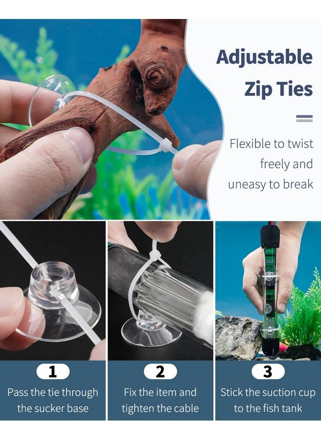 Pawfly Pawfly 20 Pack Aquarium Suction Cups with Clips and Adjustable Zip Ties Cables Fish Tank Tools for Binding Moss Holding Airline Tubing Decorations Shrimp Nests and Reptile Hammocks  - Image 3