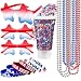 Mysense 4th of July Outfits for Women4th of July Accessories Set with Red White Blue Face Hair Body Glitter3 USA Flag Sunglasses9 Beaded Necklaces6 Bracelets for Independence Day 250 Anniversary - Image 2