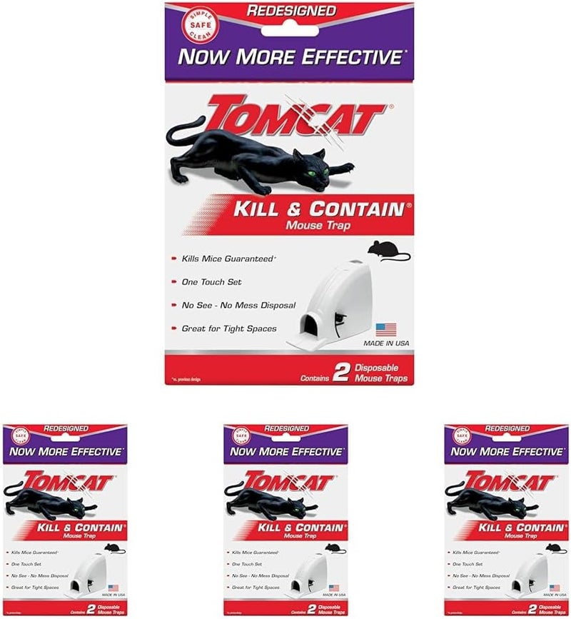 TOMCAT Kill & Contain Mouse Trap, Never See a Dead Rodent Again, 2 Traps (Pack of 4) - Image 1