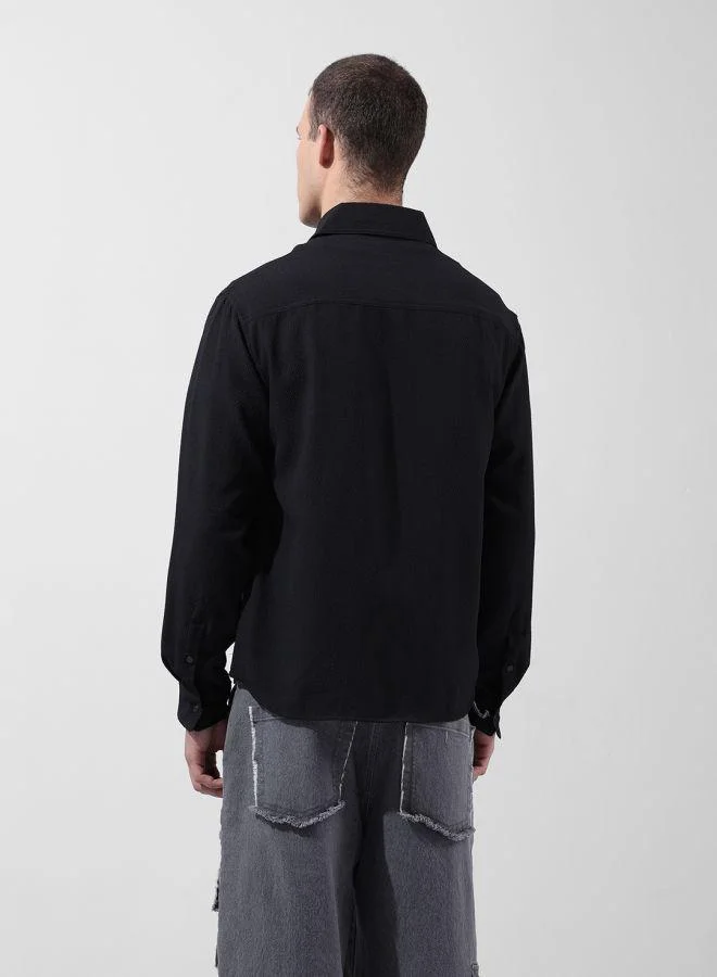 The Indian Garage Co Men Relaxed Fit Solid Cutaway Collar Full Sleeves Shirt