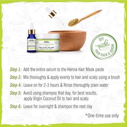 KEYA SETH AROMATHERAPY, DEVICE OF DROP KEYA SETH AROMATHERAPY Henna Hair Mask Paste & Serum, B5 Hair Conditioning Booster, Soft & Shiny, Nourishing & Hair Growth, Tea Leaves Amla 100gm - Image 5