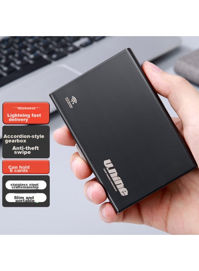 V.nine Card Holder, Anti-theft Card Sleeve, Anti-magnetic Wallet, Ultra-thin Small Card Case, Gift For Husband Or Boyfriend, Black - Image 1