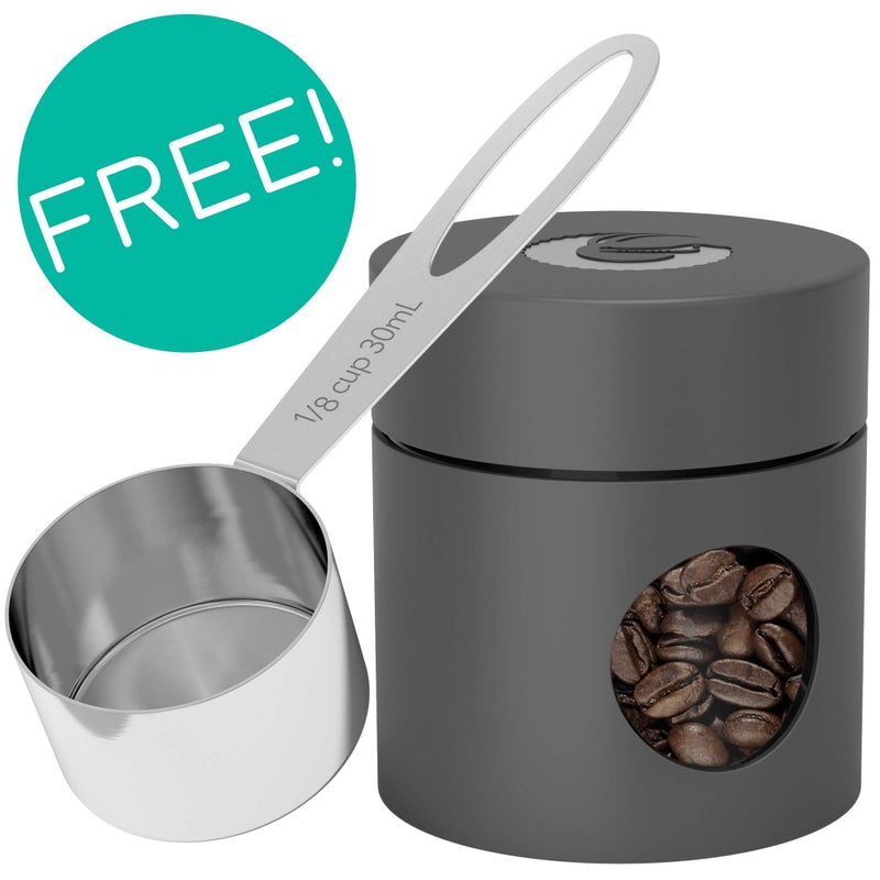 Coffee Gator Coffee Canister Airtight, 16oz Stainless Steel and 4oz Borosilicate Glass Travel Kitchen Food Storage Container with Date Tracker, Scoop for Beans, Ground, Sugar, Tea, Cookies Jars - Image 3