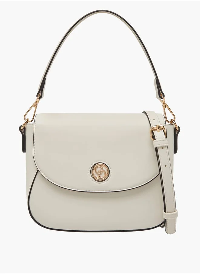 سيليست Women Solid Crossbody Bag with Button Closure and Adjustable Strap