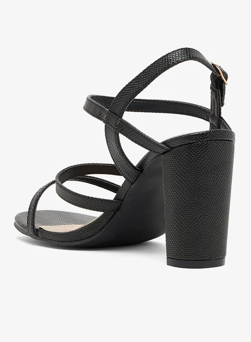 Spot-on BLACK Multi Strap Block Heel Sandal for Women | Best Price UAE