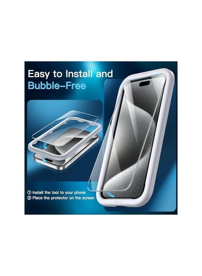 JETech Screen Protector for iPhone 15 Pro 6.1-Inch with Camera Lens Protector, Bubble Free, Easy Installation Tool, Tempered Glass Film, HD Clear, 3-Pack Each - Image 4