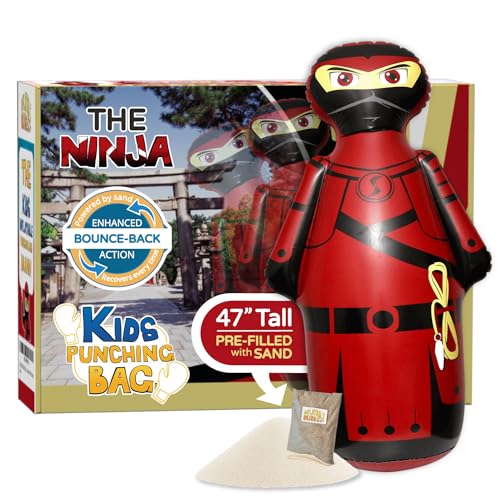 INFLATABLE DUDES Ninja Toy 47 Inches -Kids Punching Bag | Already Filled with Sand| Bop Bag | Inflatable Bopper | Boxing | Ninja Birthday Party | Party Decorations | Punching Bag for Kids- (Sam) - Image 1