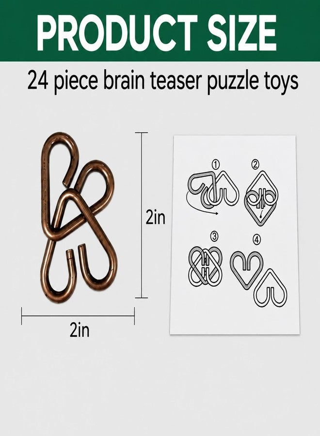 Mytothfy 24 Pcs Brain Teaser Puzzles for Kids Teens Adults - Metal Puzzles 3D Puzzle Game Toys for Adults Teens Kids - Metal Unlock Interlocking Puzzle Adult IQ Education Smart Toys - Image 5