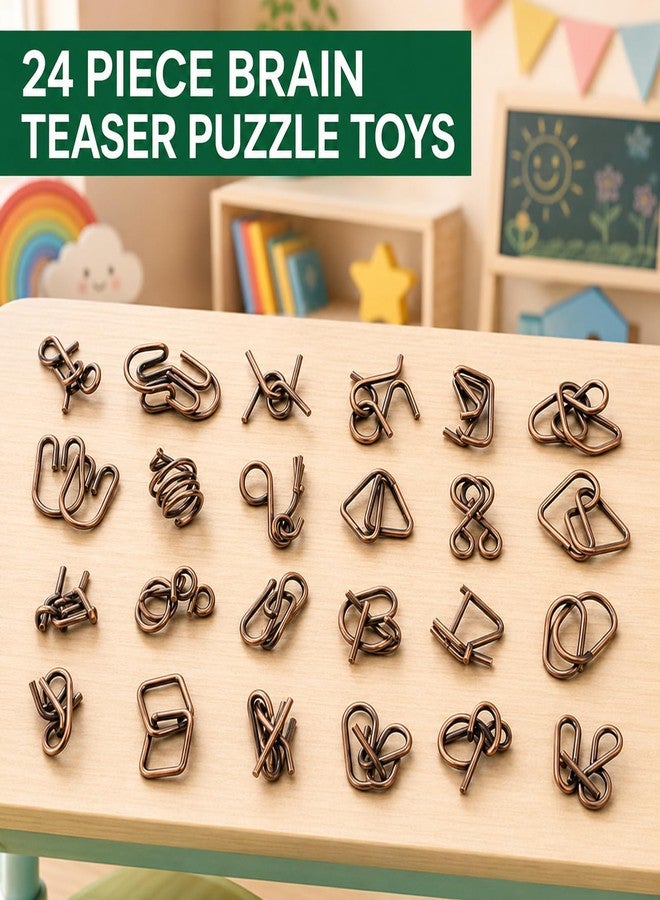 Mytothfy 24 Pcs Brain Teaser Puzzles for Kids Teens Adults - Metal Puzzles 3D Puzzle Game Toys for Adults Teens Kids - Metal Unlock Interlocking Puzzle Adult IQ Education Smart Toys - Image 4